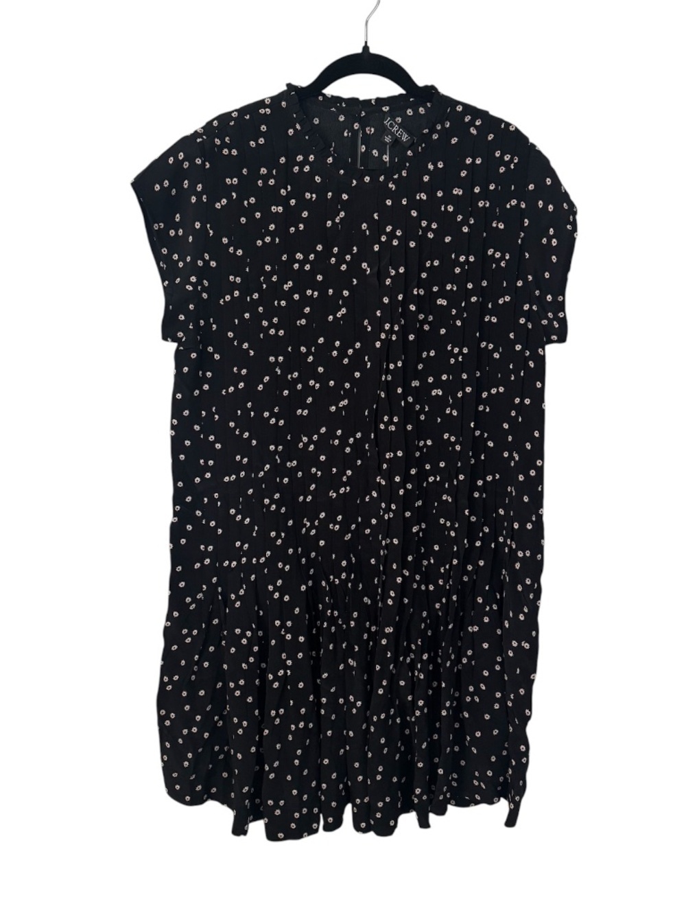 J.Crew Womens Black Ditsy Pintuck Shift Dress in Midnight Floral Print Sz XL NWT